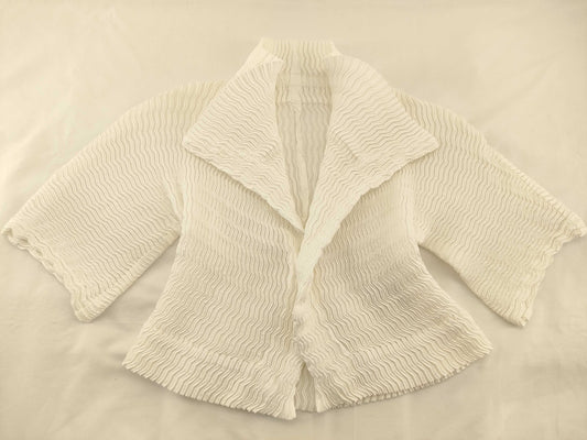 ISSEY MIYAKE Pleated Cardigan White Cardigan