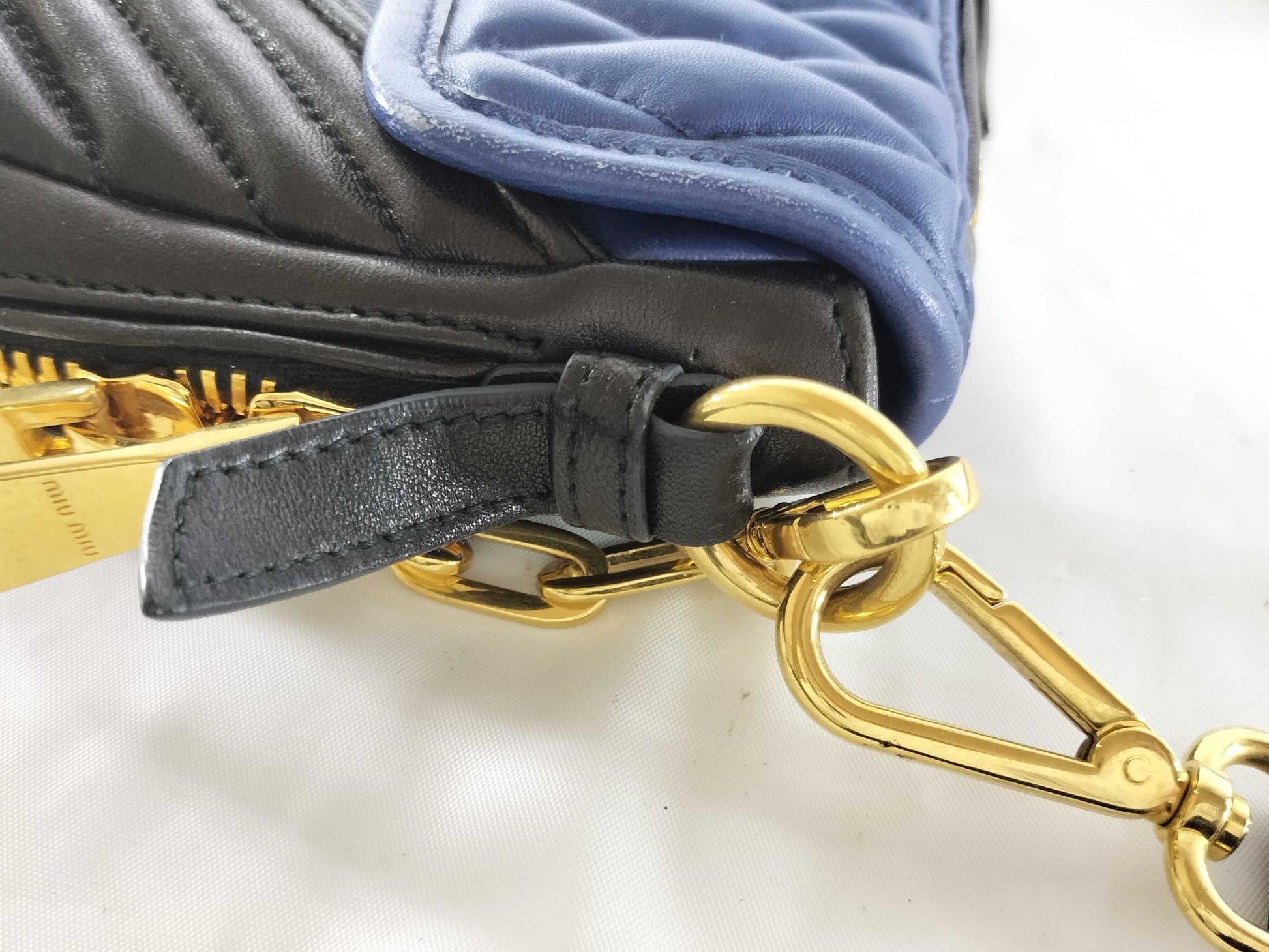 Miu Miu Leather Shoulder Bag with Peeling Shoulder Strap