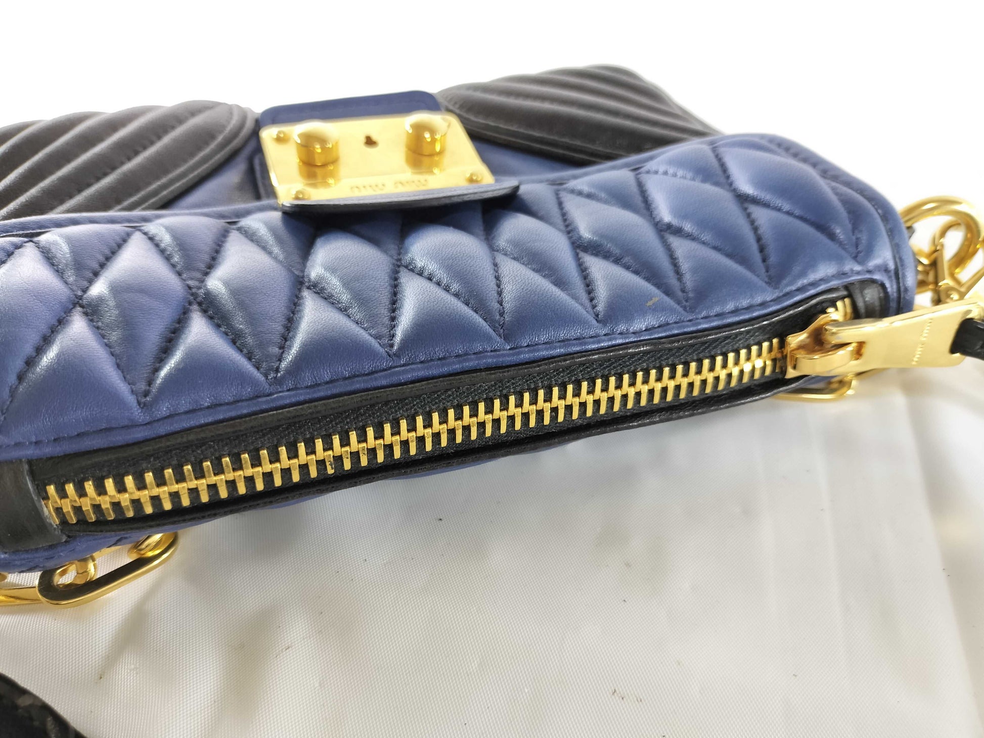 Miu Miu Leather Shoulder Bag with Peeling Shoulder Strap