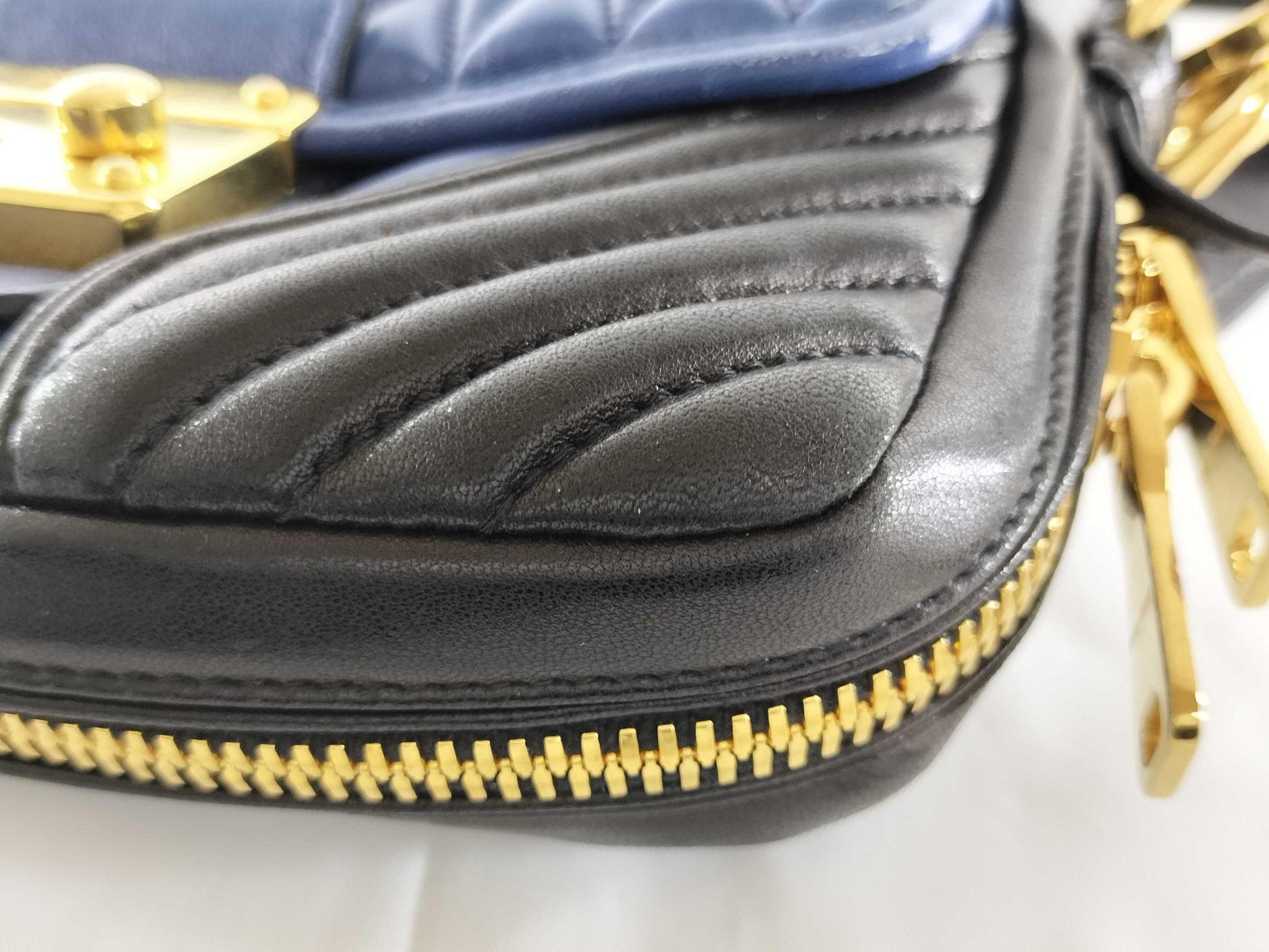 Miu Miu Leather Shoulder Bag with Peeling Shoulder Strap