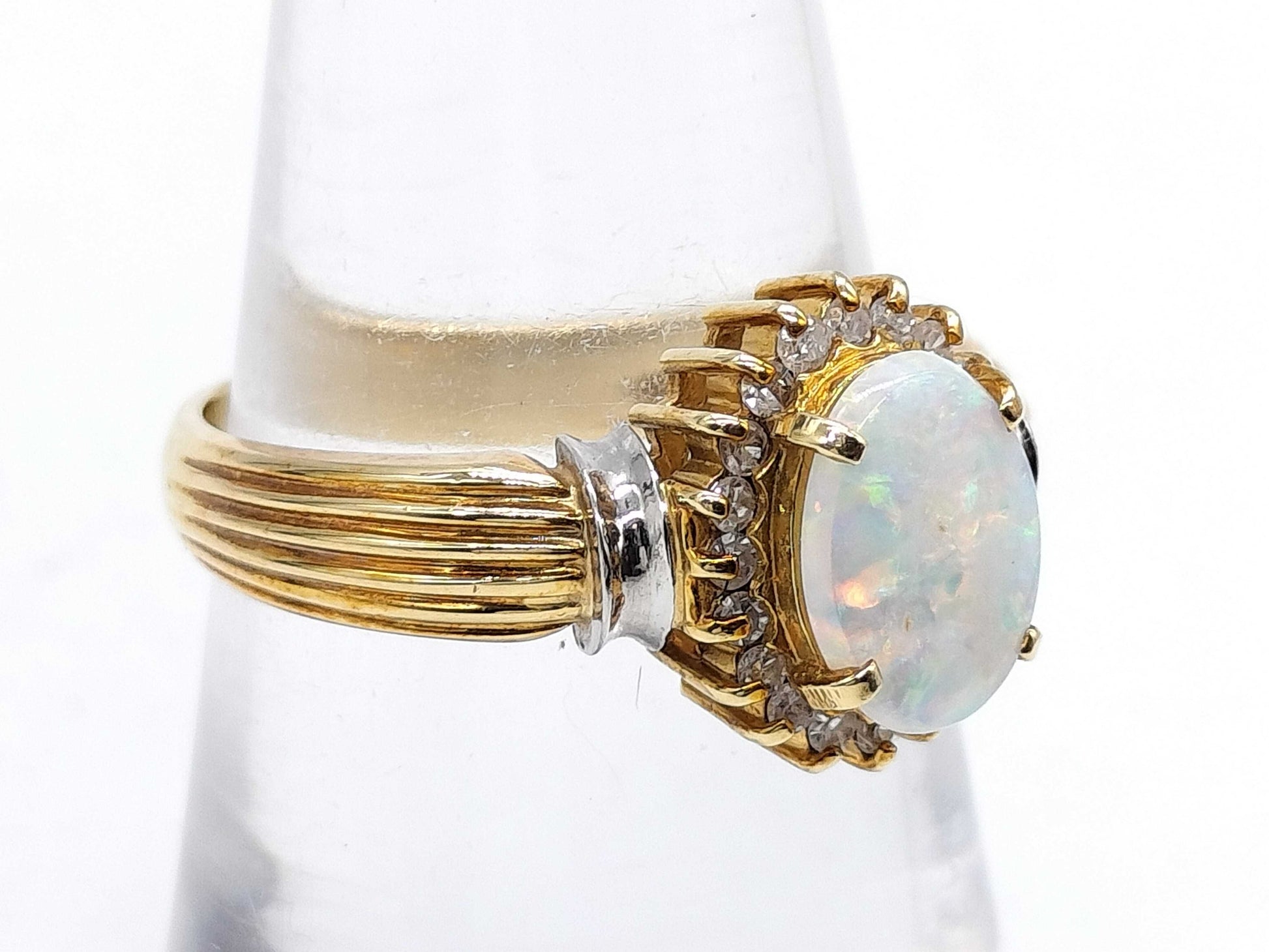 Opal and Diamond K18/Pt900 4.6g Ring 
