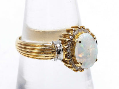 Opal and Diamond K18/Pt900 4.6g Ring 