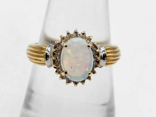 Opal and Diamond K18/Pt900 4.6g Ring 