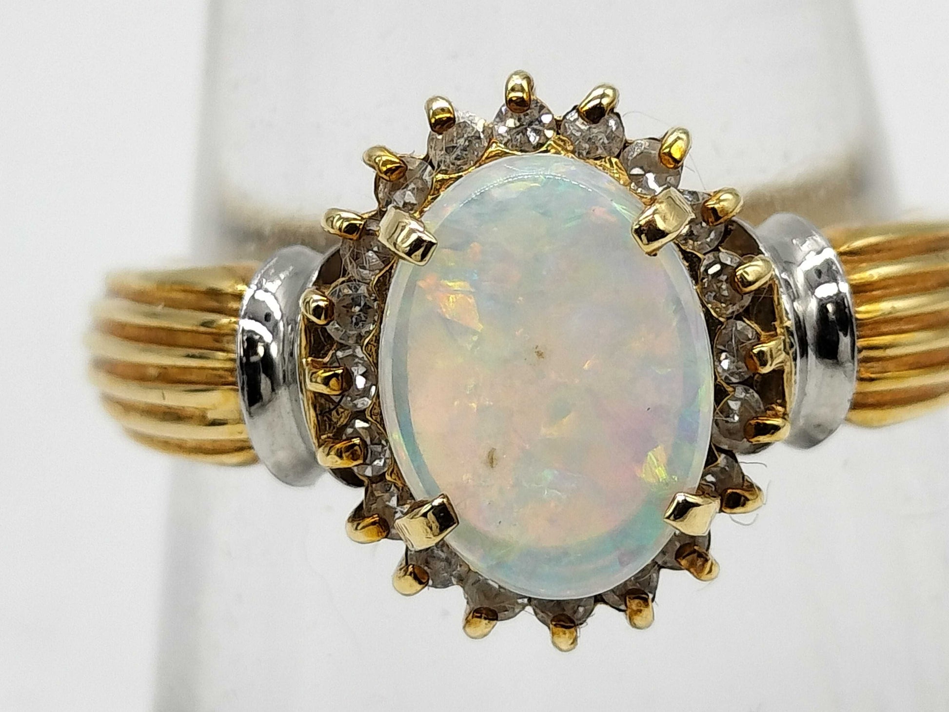 Opal and Diamond K18/Pt900 4.6g Ring 