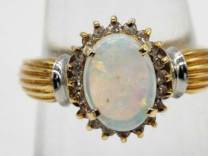 Opal and Diamond K18/Pt900 4.6g Ring 