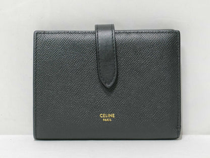 CELINE Leather Bifold Wallet Black Wallet