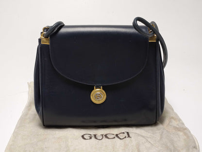 GUCCI Old Calfskin One-Shoulder Navy Shoulder Bag