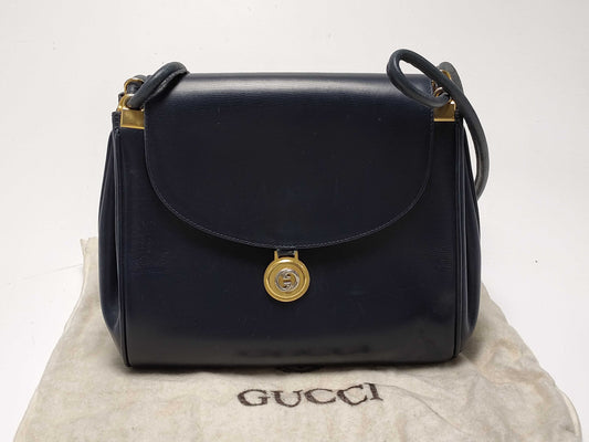GUCCI Old Calfskin One-Shoulder Navy Shoulder Bag