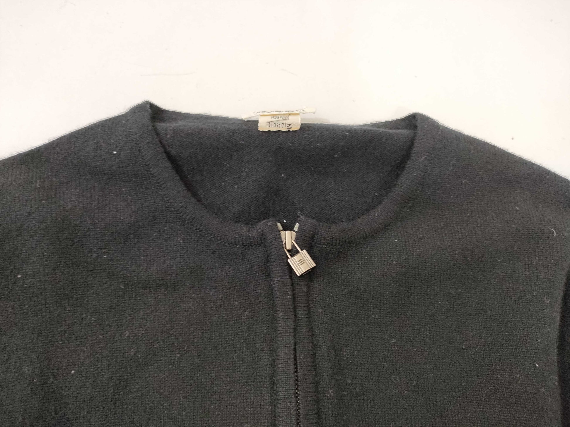 HERMES Knit Cadena Zip Black Top