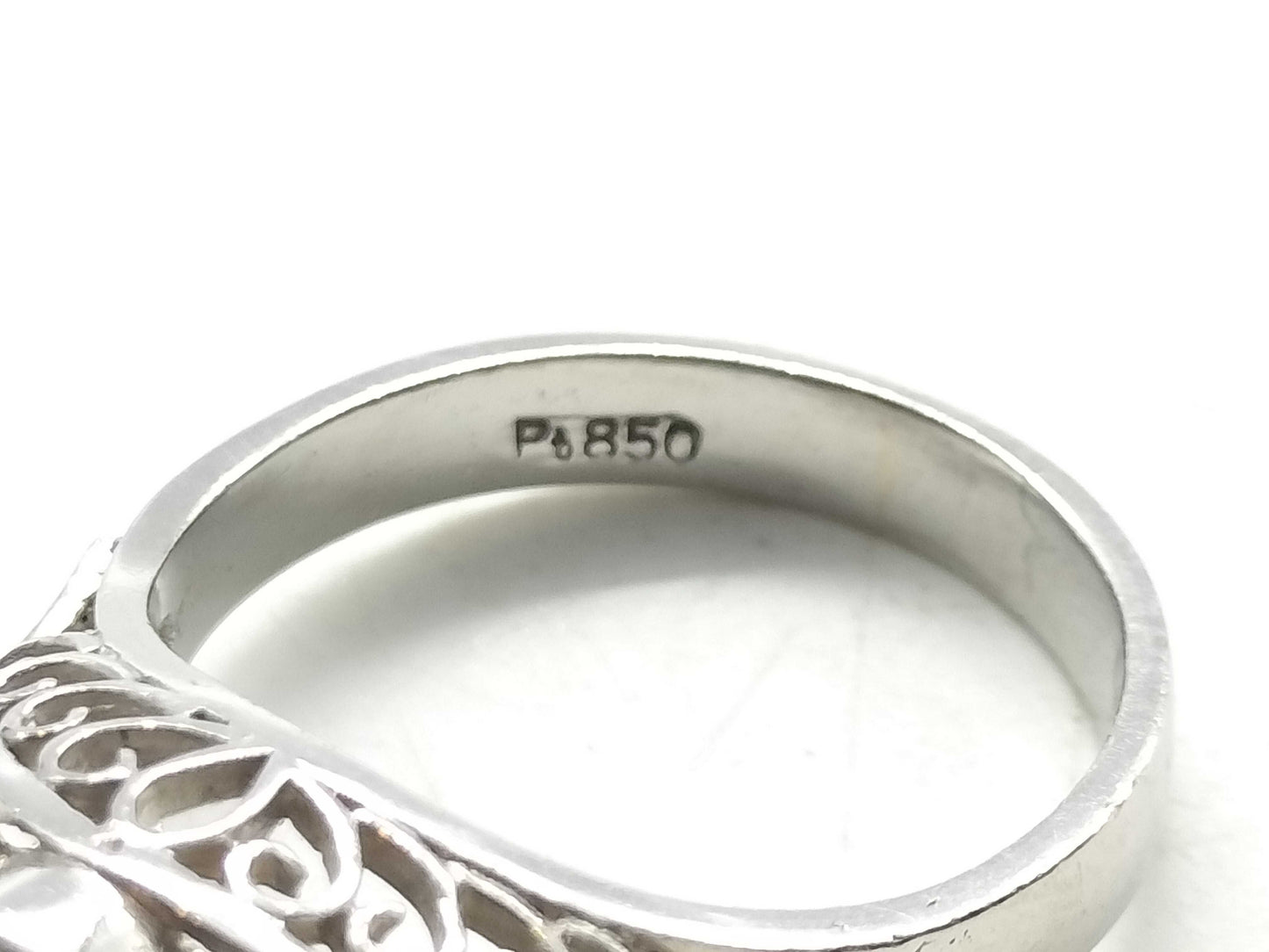 Star Sapphire and Diamond PT850 Ring, 5.6g 