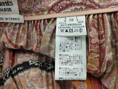 HERMES pleated skirt with ribbon pattern