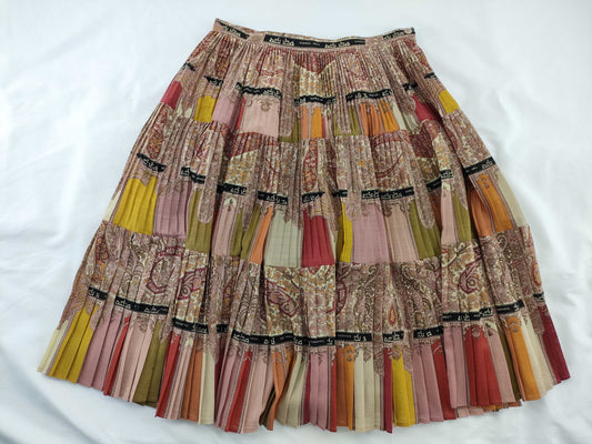 HERMES pleated skirt with ribbon pattern