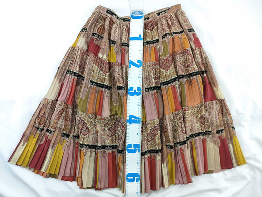 HERMES pleated skirt with ribbon pattern