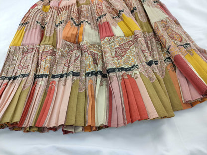 HERMES pleated skirt with ribbon pattern