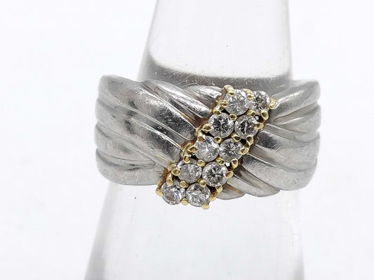 D0.35ct Pt900/K18 7.4g Ring 