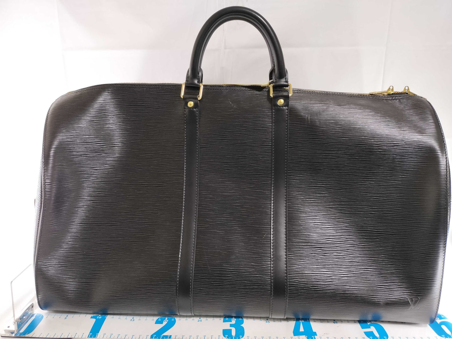 LOUIS VUITTON Epi Keepall Noir Boston Bag with Padlock