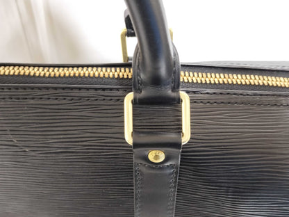 LOUIS VUITTON Epi Keepall Noir Boston Bag with Padlock