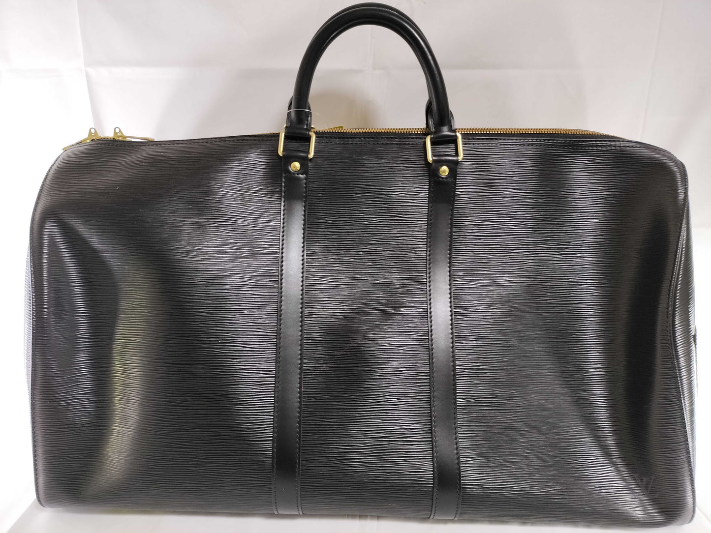 LOUIS VUITTON Epi Keepall Noir Boston Bag with Padlock