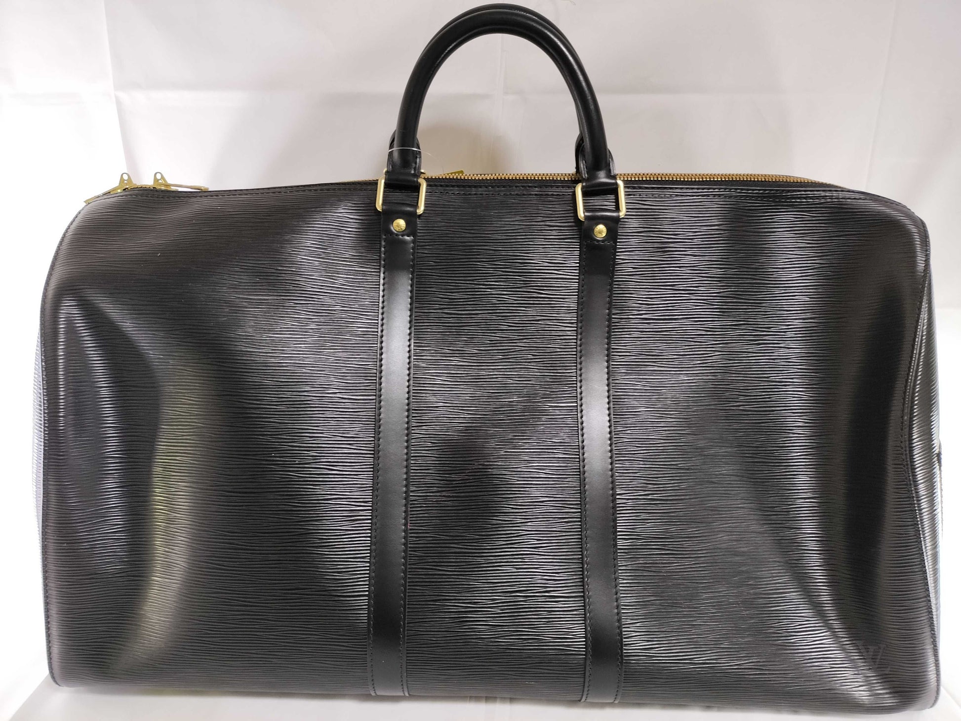 LOUIS VUITTON Epi Keepall Noir Boston Bag with Padlock