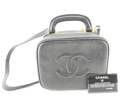 CHANEL Caviar Skin Vanity Bag 2-Way G Card with Seal