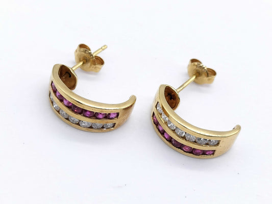 Ruby and Diamond 18K 3.0g Earrings 