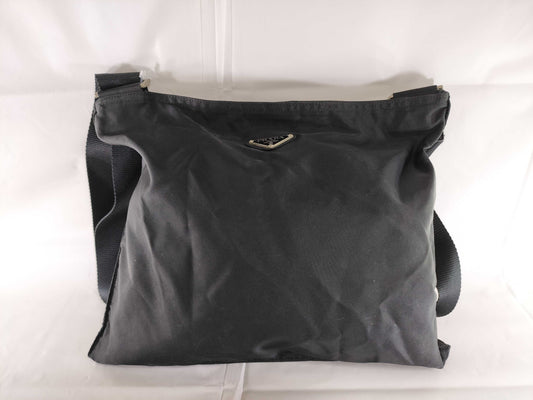 PRADA Nylon Triangle Logo Shoulder Bag