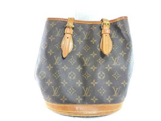 LOUIS VUITTON Monogram Bucket PM Tote Bag with Pouch