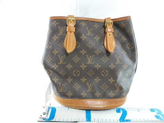 LOUIS VUITTON Monogram Bucket PM Tote Bag with Pouch