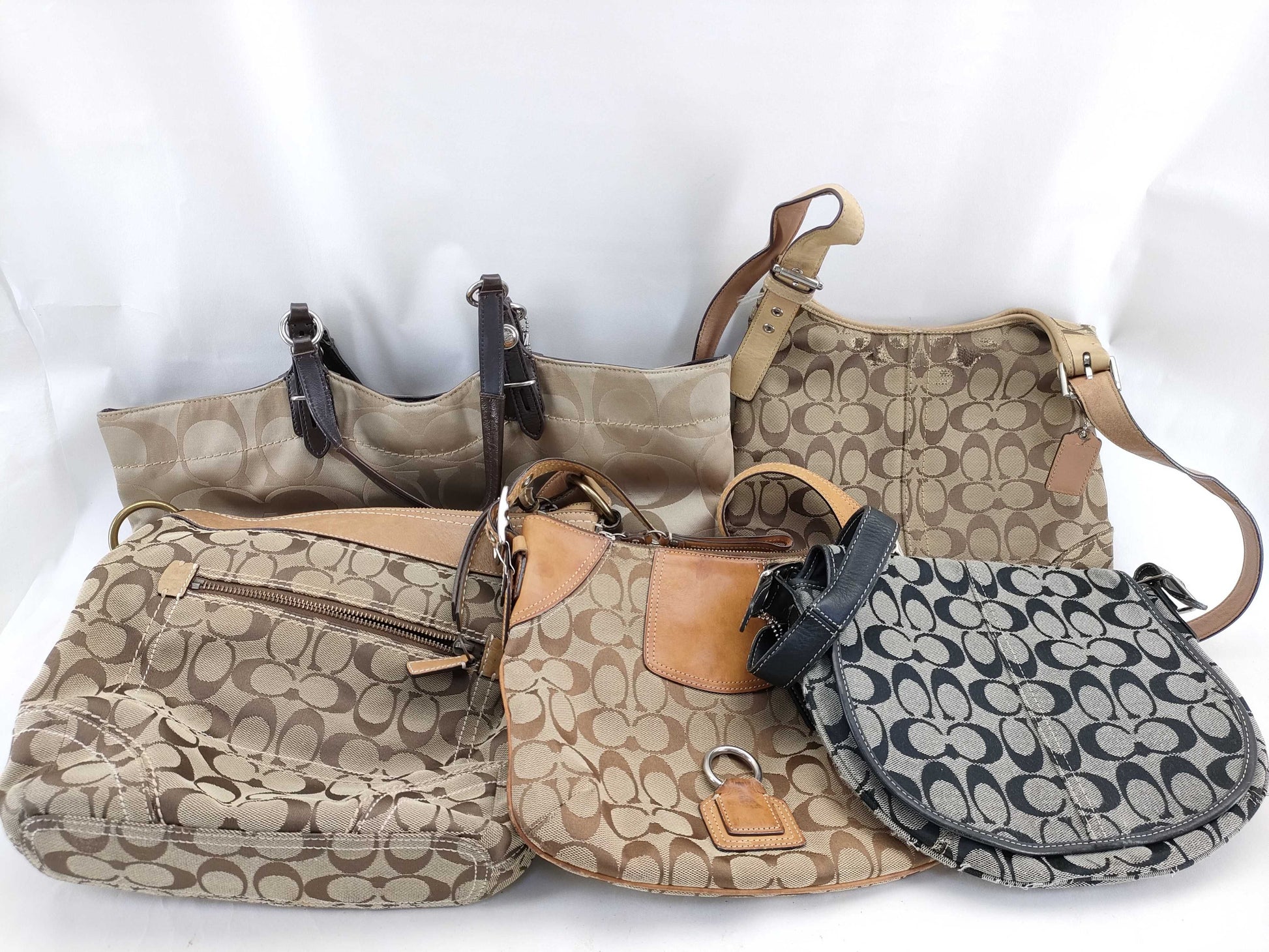 COACH Signature Shoulder/Tote Bag Set of 5