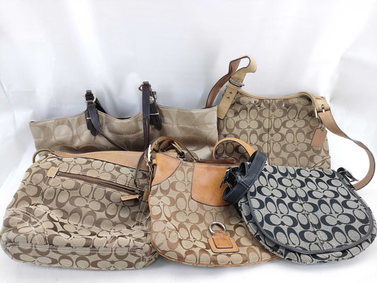 COACH Signature Shoulder/Tote Bag Set of 5