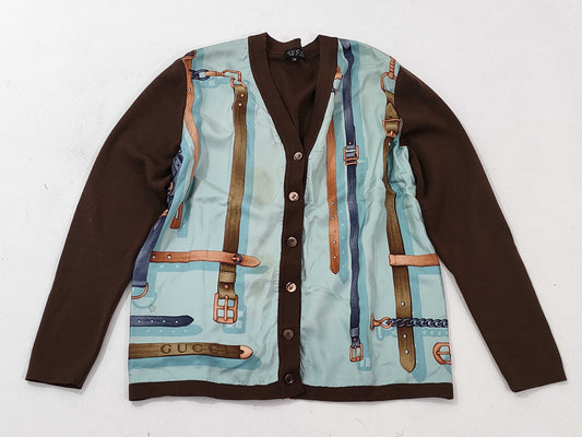 GUCCI Knit Cardigan x Silk with Stain