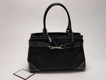 COACH Signature Canvas and Leather Handbag, Black