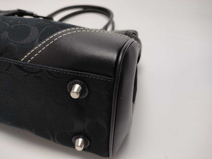 COACH Signature Canvas and Leather Handbag, Black
