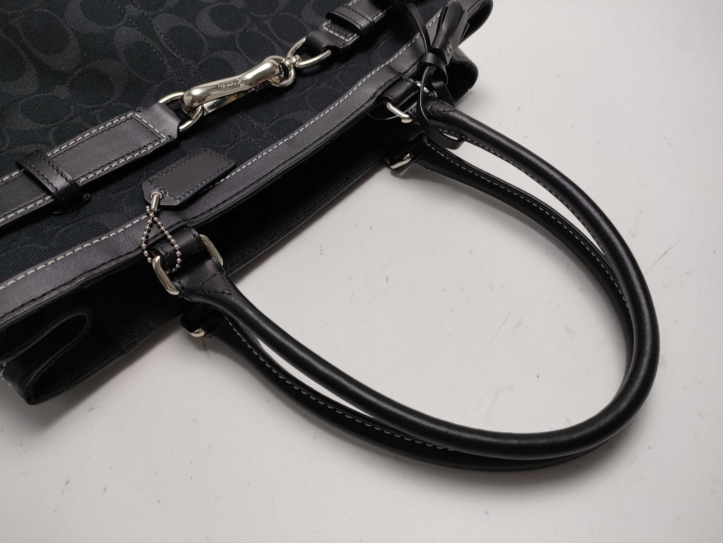 COACH Signature Canvas and Leather Handbag, Black