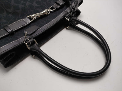 COACH Signature Canvas and Leather Handbag, Black