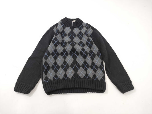 BURBERRY BLACK LABEL Diamond Print Zip-Up Knit Jacket