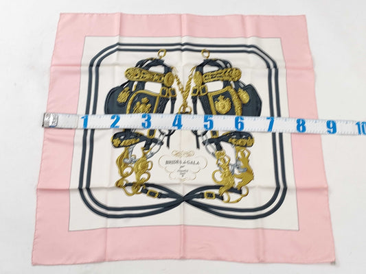 HERMES Carre BRIDES DE GALA Pink Ceremonial Bridle Scarf