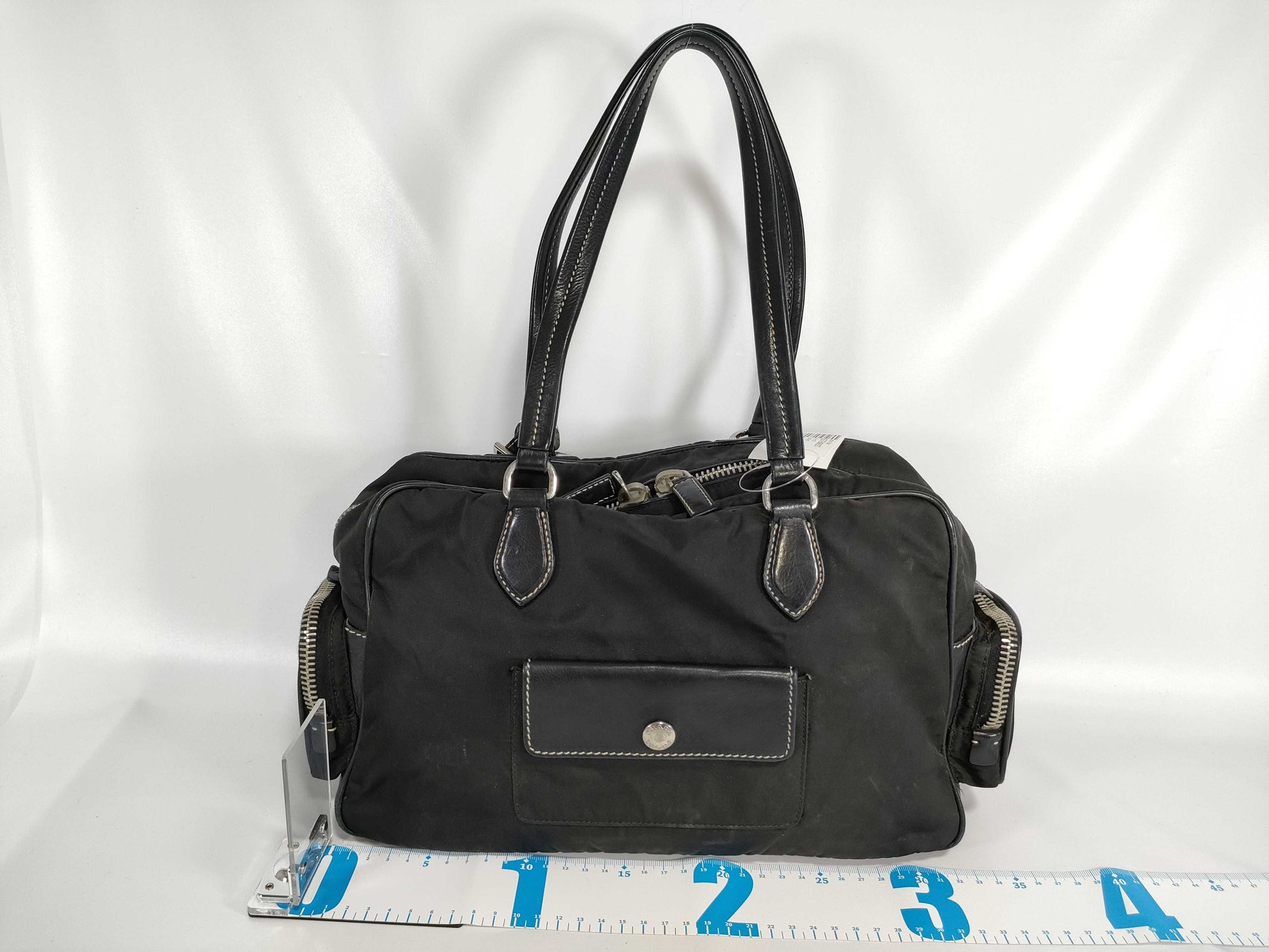 PRADA Nylon and Leather One-Shoulder Handbag