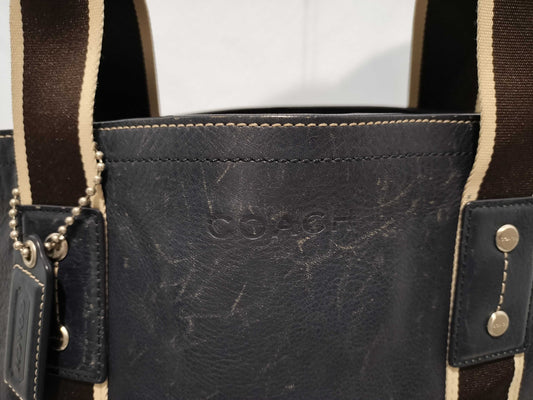 COACH F70558 Blue Leather Shoulder Bag