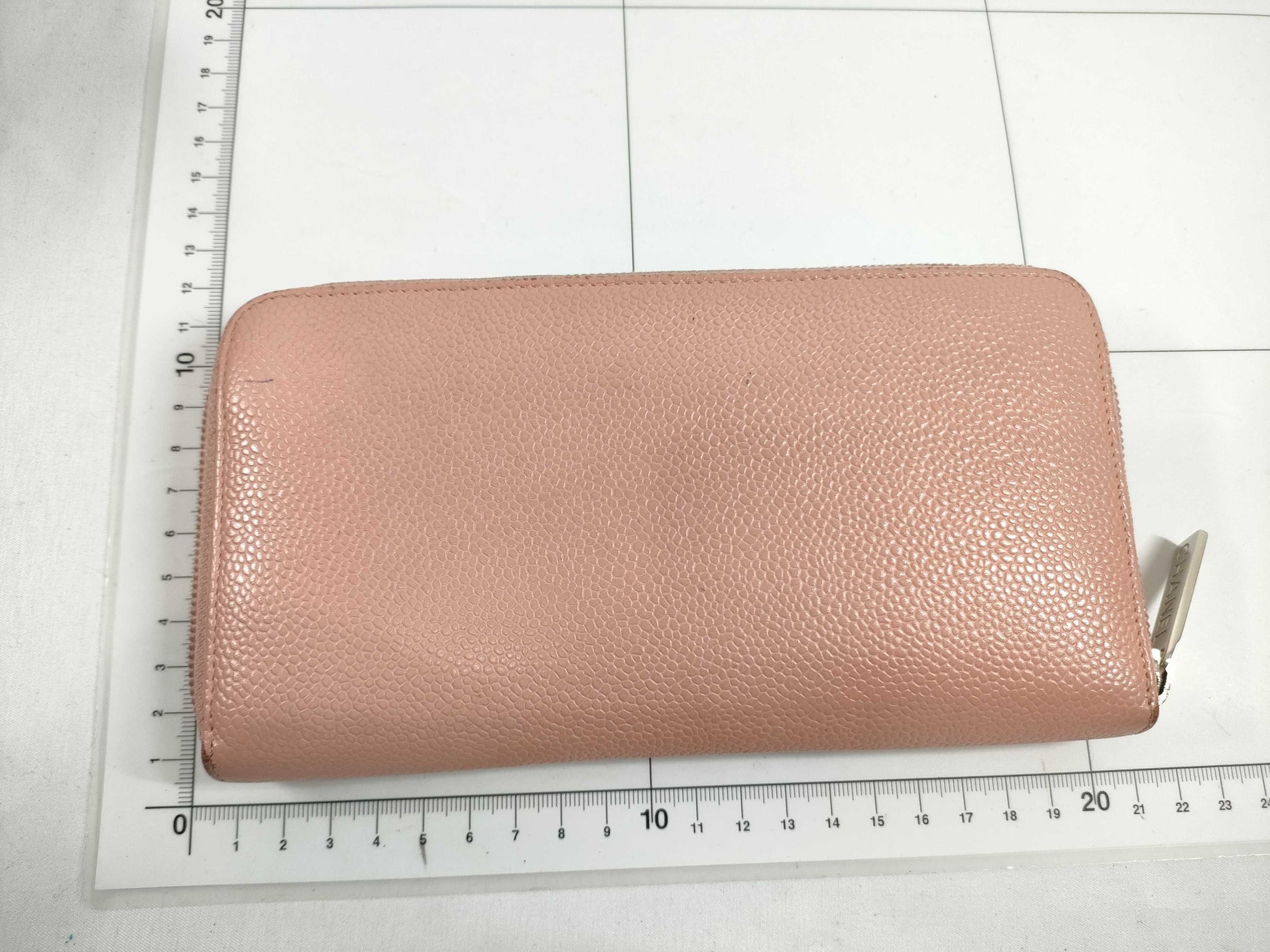 CHANEL Coco Mark Caviar Leather Long Wallet with Round Zipper, Pink