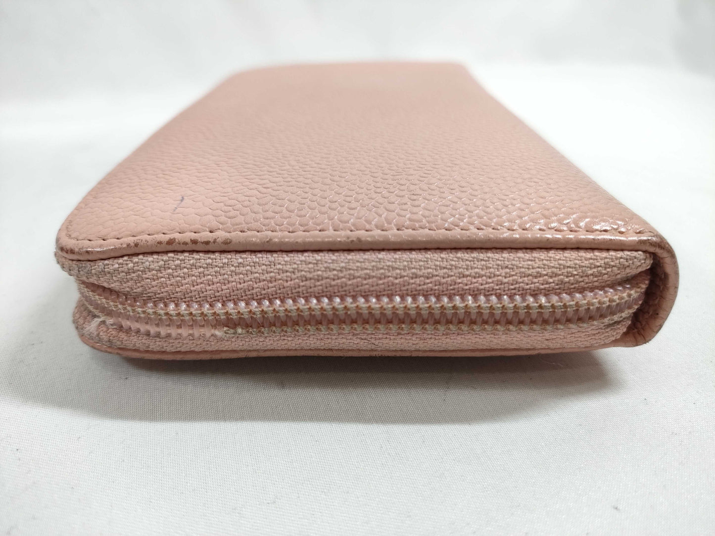 CHANEL Coco Mark Caviar Leather Long Wallet with Round Zipper, Pink