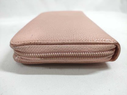 CHANEL Coco Mark Caviar Leather Long Wallet with Round Zipper, Pink