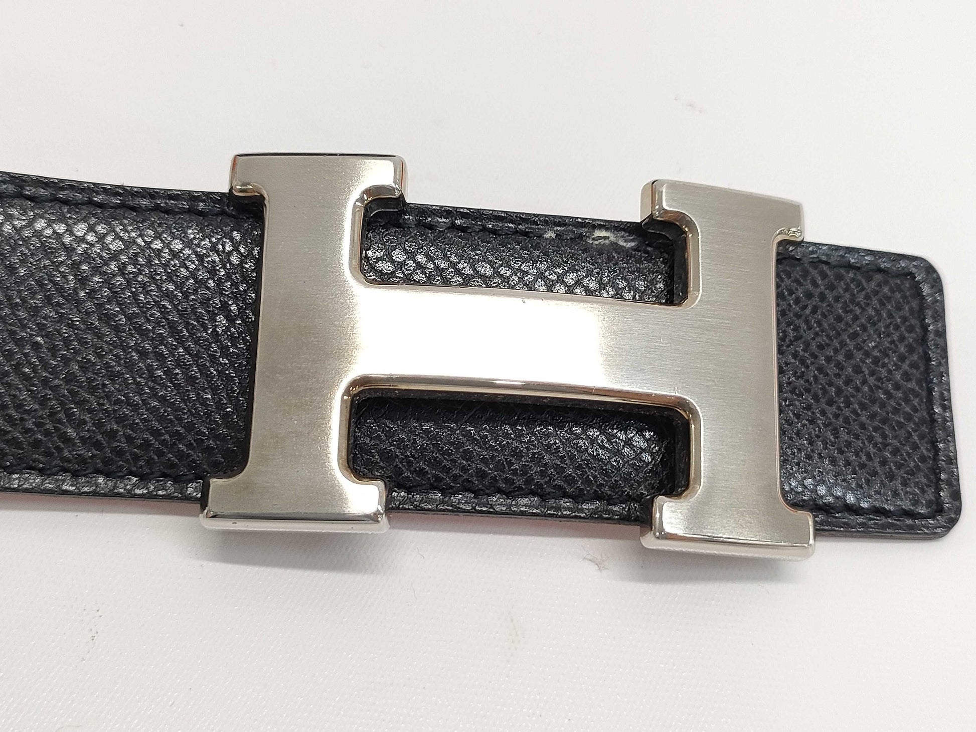 HERMES Constance Silver Hardware F 80 Black/Orange Belt