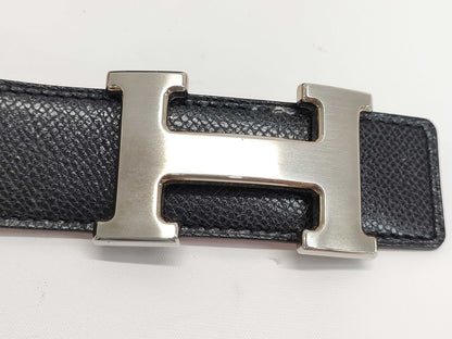 HERMES Constance Silver Hardware F 80 Black/Orange Belt