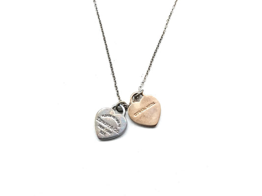 Tiffany & Co. Return to Double Heart Necklace, Pink, 925