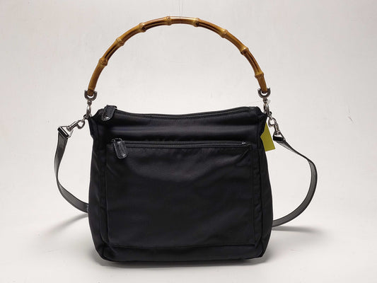 GUCCI Bamboo Nylon x Leather 2-Way Bag Handbag