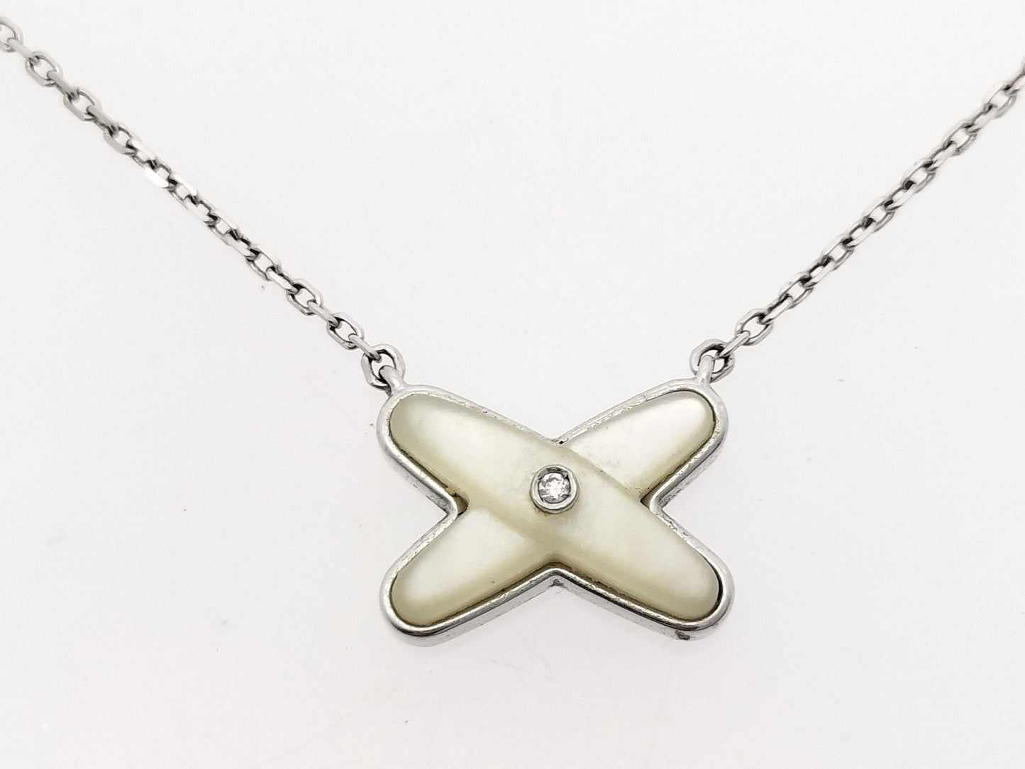 CHAUMET Lien Mother of Pearl 1PD White Gold Au750 3.3g Necklace 