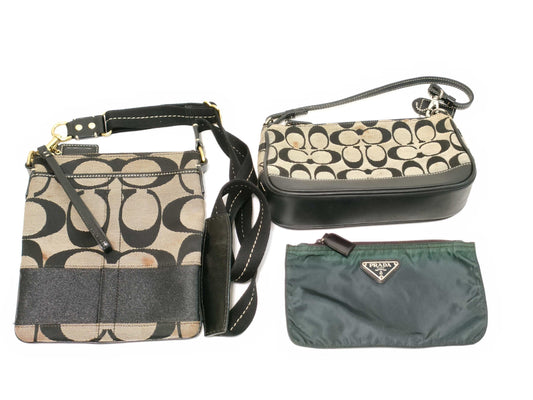 COACH Signature and Prada 3 Pieces Shoulder Bag
