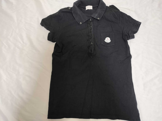 MONCLER Short Sleeve Ruffle Polo Shirt