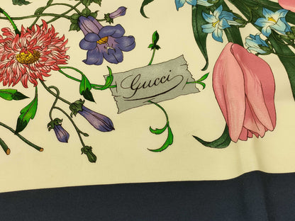 GUCCI Silk Scarf Floral Print Scarf